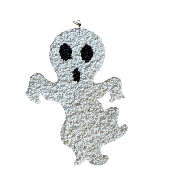 Vintage Melted Plastic Popcorn Ghost Halloween Decor - Picture 1 of 5